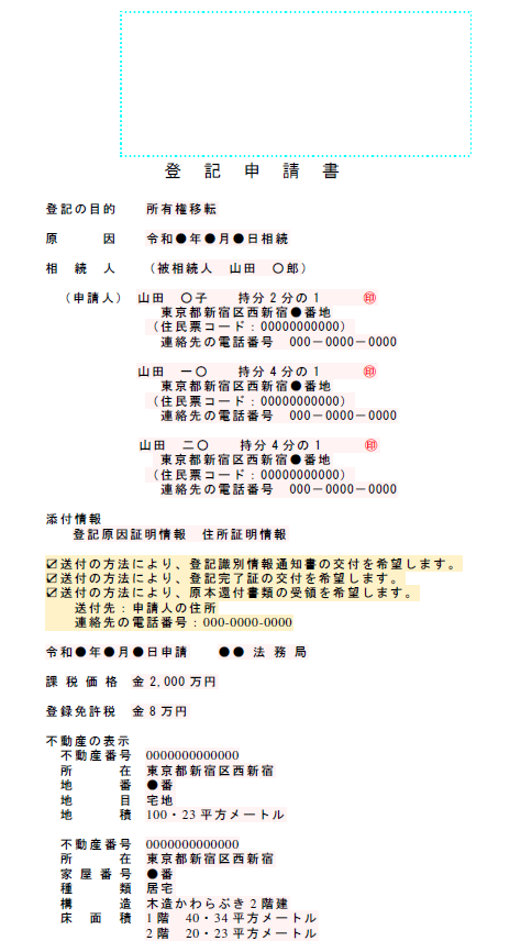 相続関係説明図、登記申請書を作成する